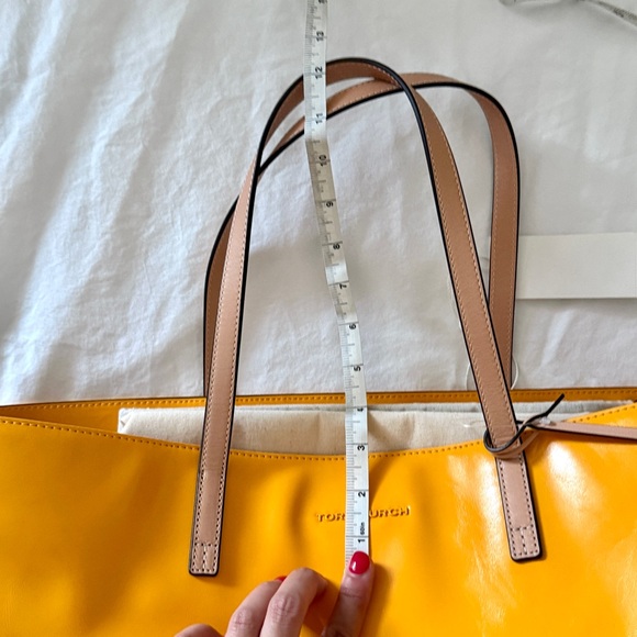 NWT Tory Burch MILO TOTE Yellow Leather Tote Bag - Picture 10 of 12
